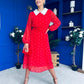 Doireann Detailed Midi Dress Polka Heart Red