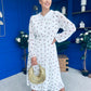 Doireann Detailed Midi Dress Polka Heart Coco White