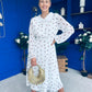 Doireann Detailed Midi Dress Polka Heart Coco White
