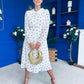 Doireann Detailed Midi Dress Polka Heart Coco White