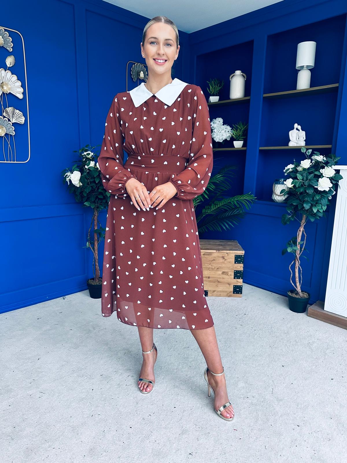 Doireann Detailed Midi Dress Polka Heart Coco