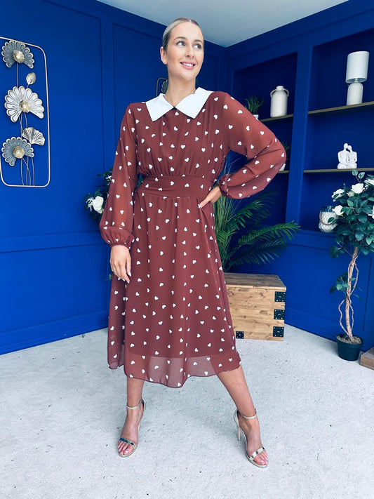 Doireann Detailed Midi Dress Polka Heart Coco