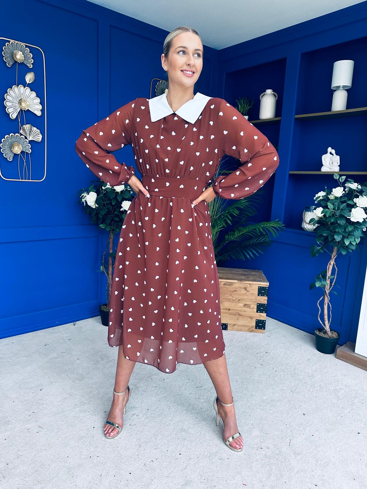 Doireann Detailed Midi Dress Polka Heart Coco