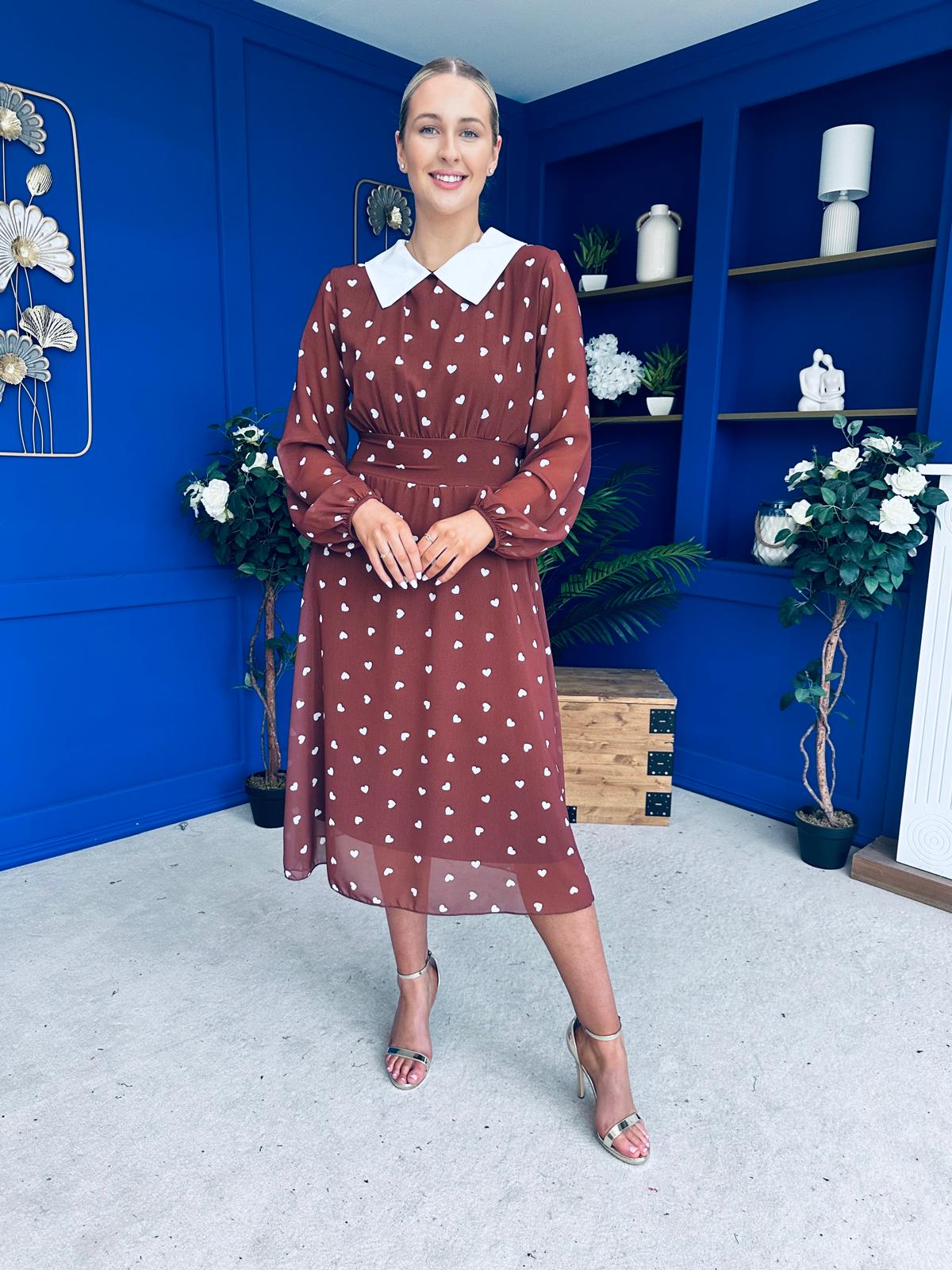 Doireann Detailed Midi Dress Polka Heart Coco