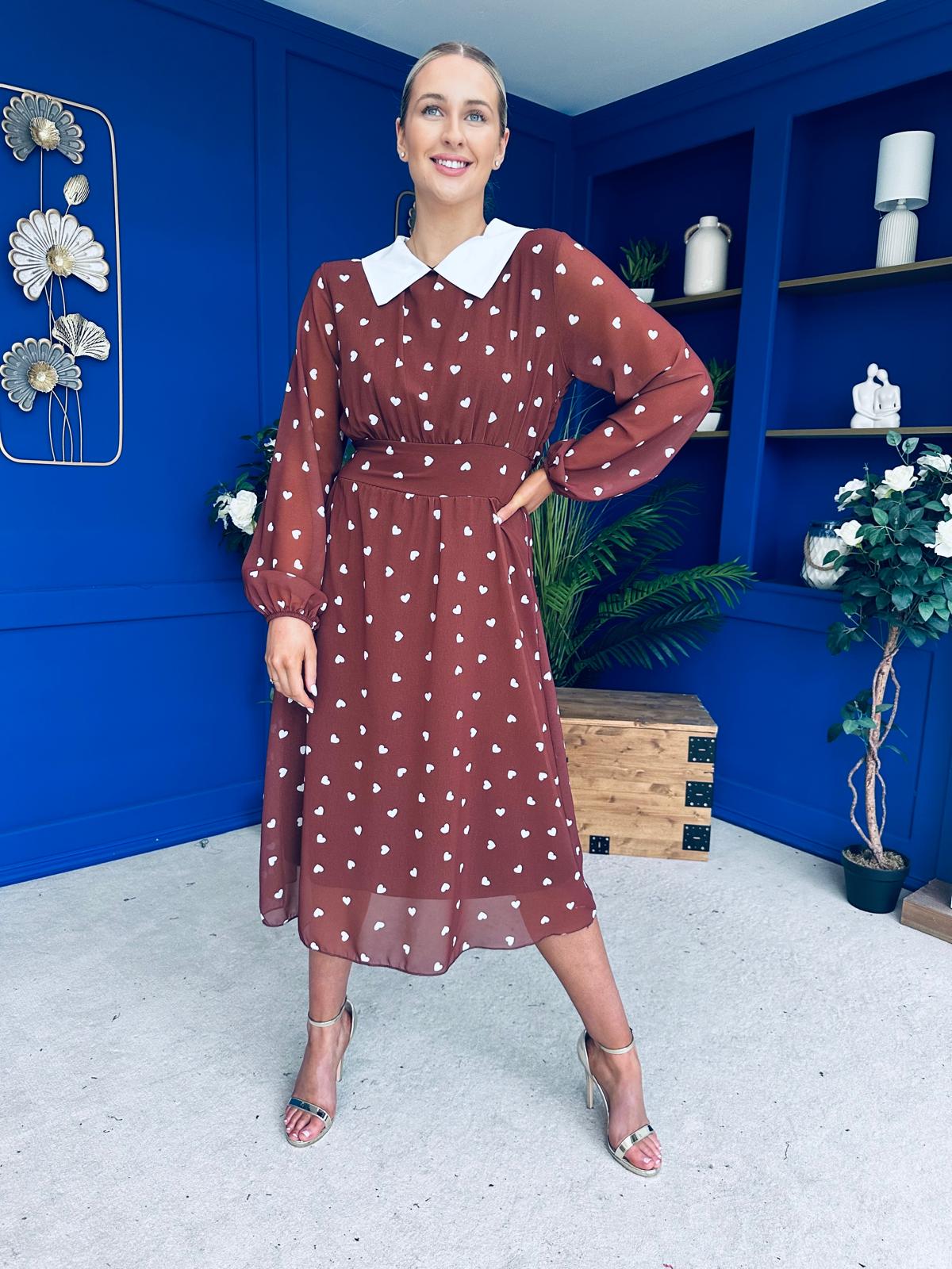 Doireann Detailed Midi Dress Polka Heart Coco