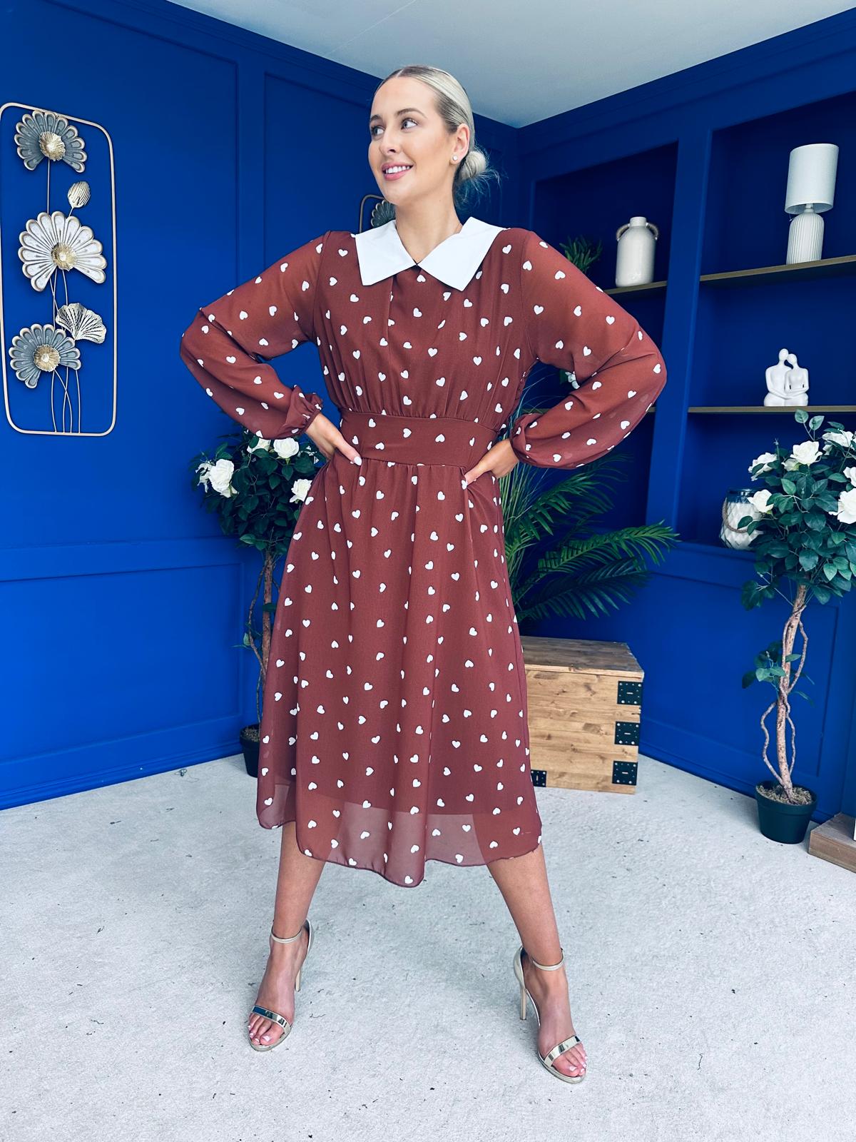 Doireann Detailed Midi Dress Polka Heart Coco
