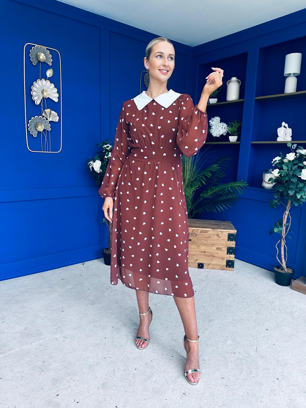 Doireann Detailed Midi Dress Polka Heart Coco