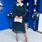 Doireann Detailed Midi Dress Polka Heart Black