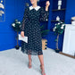 Doireann Detailed Midi Dress Polka Heart Black