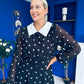 Doireann Detailed Midi Dress Polka Heart Black