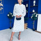 Doireann Detailed Midi Dress Polka Heart Black White