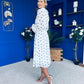 Doireann Detailed Midi Dress Polka Heart Black White