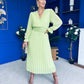 Clodagh Pleat Detailed Midi Dress Lime