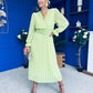 Clodagh Pleat Detailed Midi Dress Lime