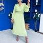 Clodagh Pleat Detailed Midi Dress Lime