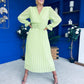 Clodagh Pleat Detailed Midi Dress Lime