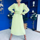 Clodagh Pleat Detailed Midi Dress Lime
