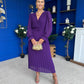 Clodagh Pleat Detailed Midi Dress Violet