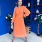 Clodagh Pleat Detailed Midi Dress Amber