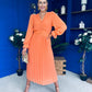 Clodagh Pleat Detailed Midi Dress Amber