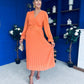 Clodagh Pleat Detailed Midi Dress Amber