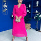 Clodagh Pleat Detailed Midi Dress Fuchsia