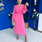 Clodagh Pleat Detailed Midi Dress Pink