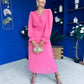 Clodagh Pleat Detailed Midi Dress Pink