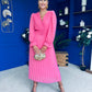 Clodagh Pleat Detailed Midi Dress Pink