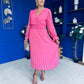 Clodagh Pleat Detailed Midi Dress Pink