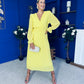 Clodagh Pleat Detailed Midi Dress Daffodil