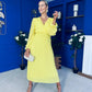 Clodagh Pleat Detailed Midi Dress Daffodil
