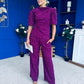 Cliona Pearl Detail Top And Trouser Set Plum
