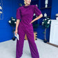Cliona Pearl Detail Top And Trouser Set Plum