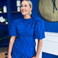 Cliona Pearl Detail Top And Trouser Set Cobalt