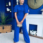 Cliona Pearl Detail Top And Trouser Set Cobalt
