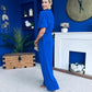Cliona Pearl Detail Top And Trouser Set Cobalt