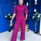 Cliona Pearl Detail Top And Trouser Set Berry