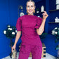 Cliona Pearl Detail Top And Trouser Set Berry