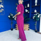 Cliona Pearl Detail Top And Trouser Set Berry