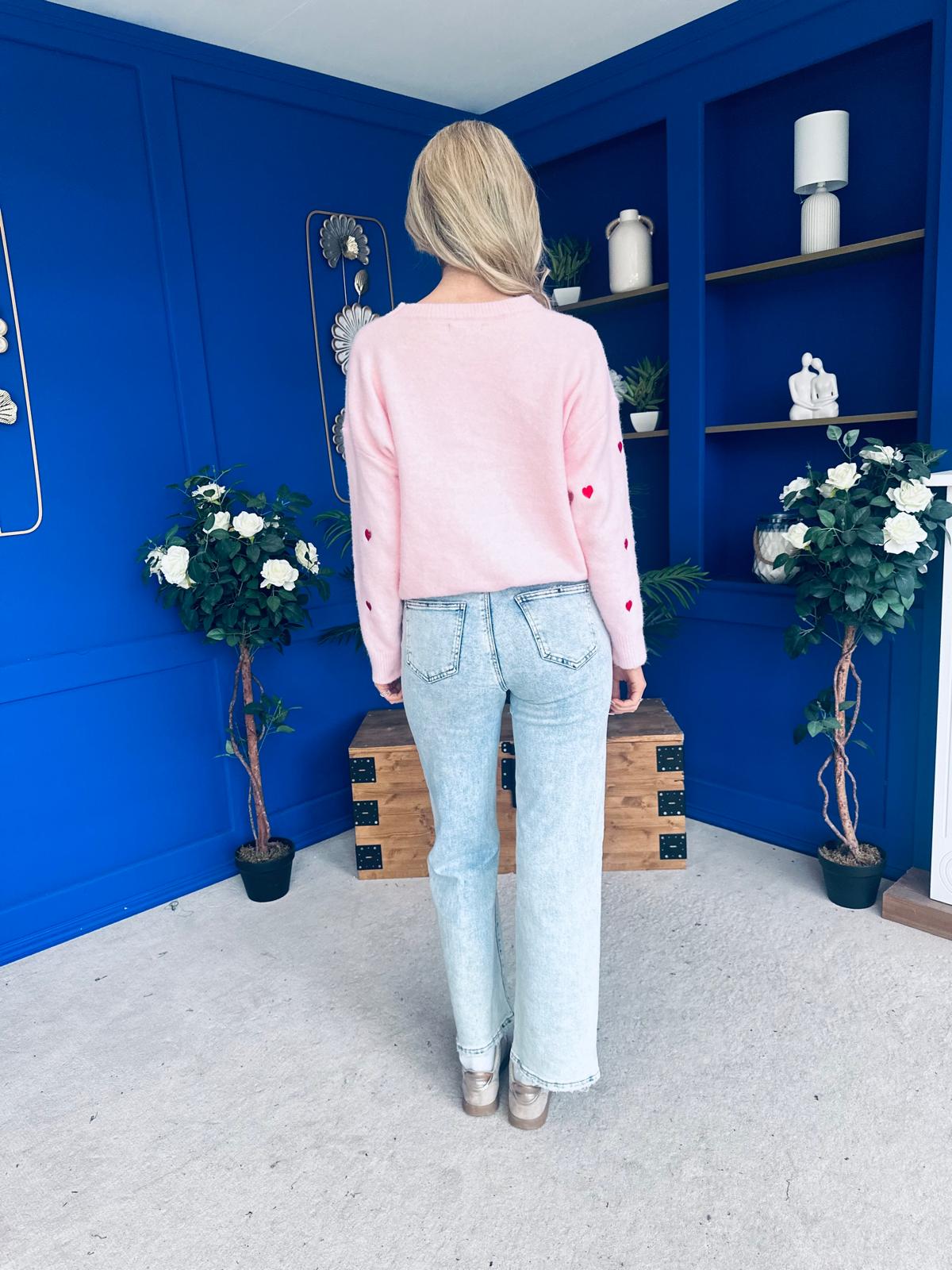 Alissa Heart Detail Knit Jumper Pink