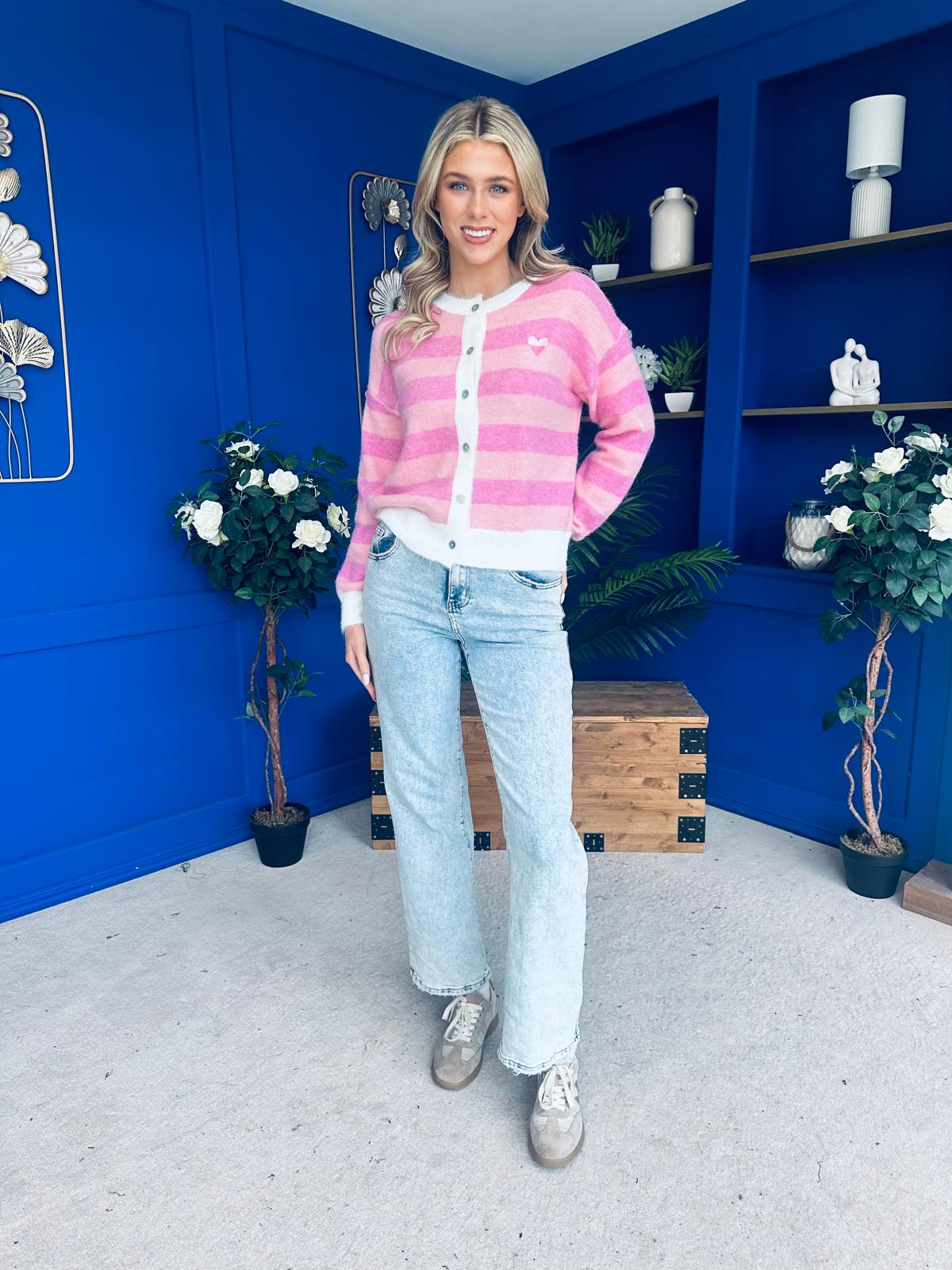 Keelan Black Colour Cardi Pink