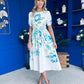 Janet Detailwd Midi Dress Floral Blue