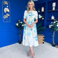 Janet Detailwd Midi Dress Floral Blue