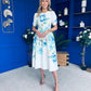 Janet Detailwd Midi Dress Floral Blue