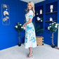 Janet Detailwd Midi Dress Floral Blue