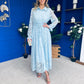 Martha Detailed Midi Shirt Dress Blue