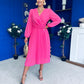 Muireann Twist Detail Midi Dress Fuchsia
