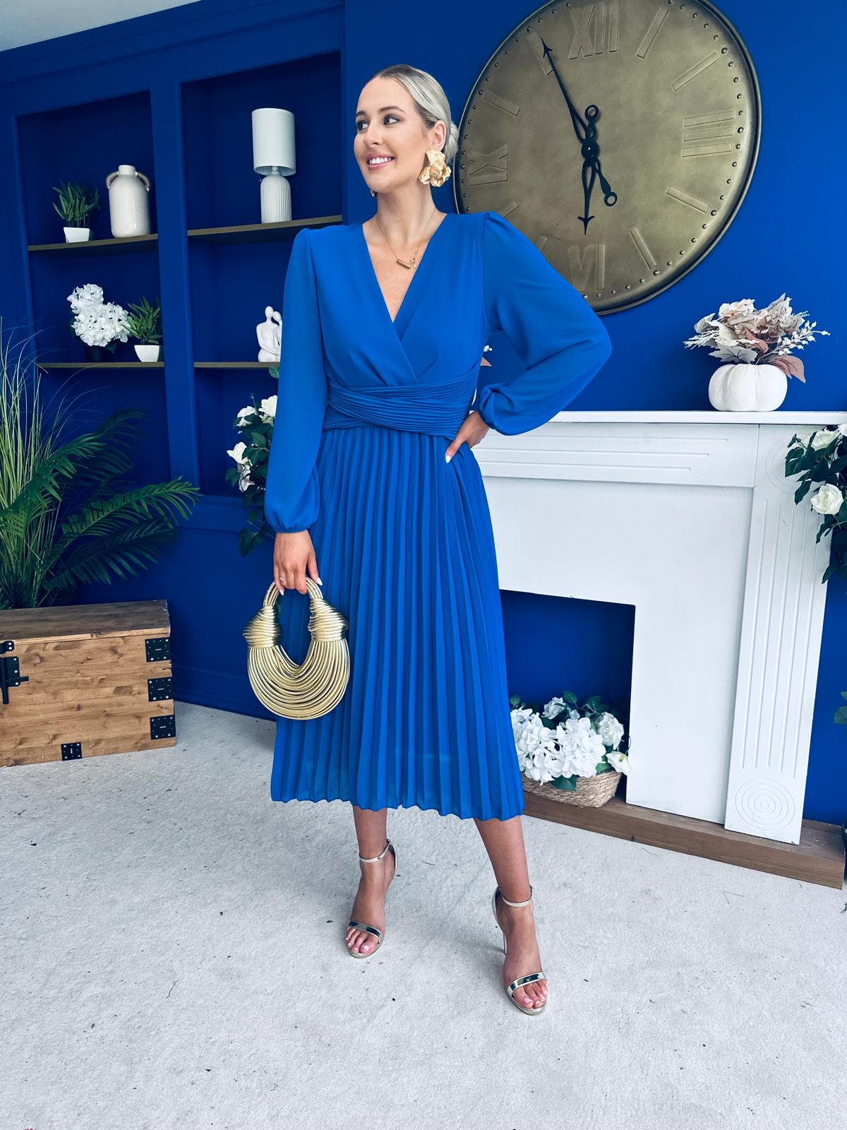 Muireann Twist Detail Midi Dress Cobalt