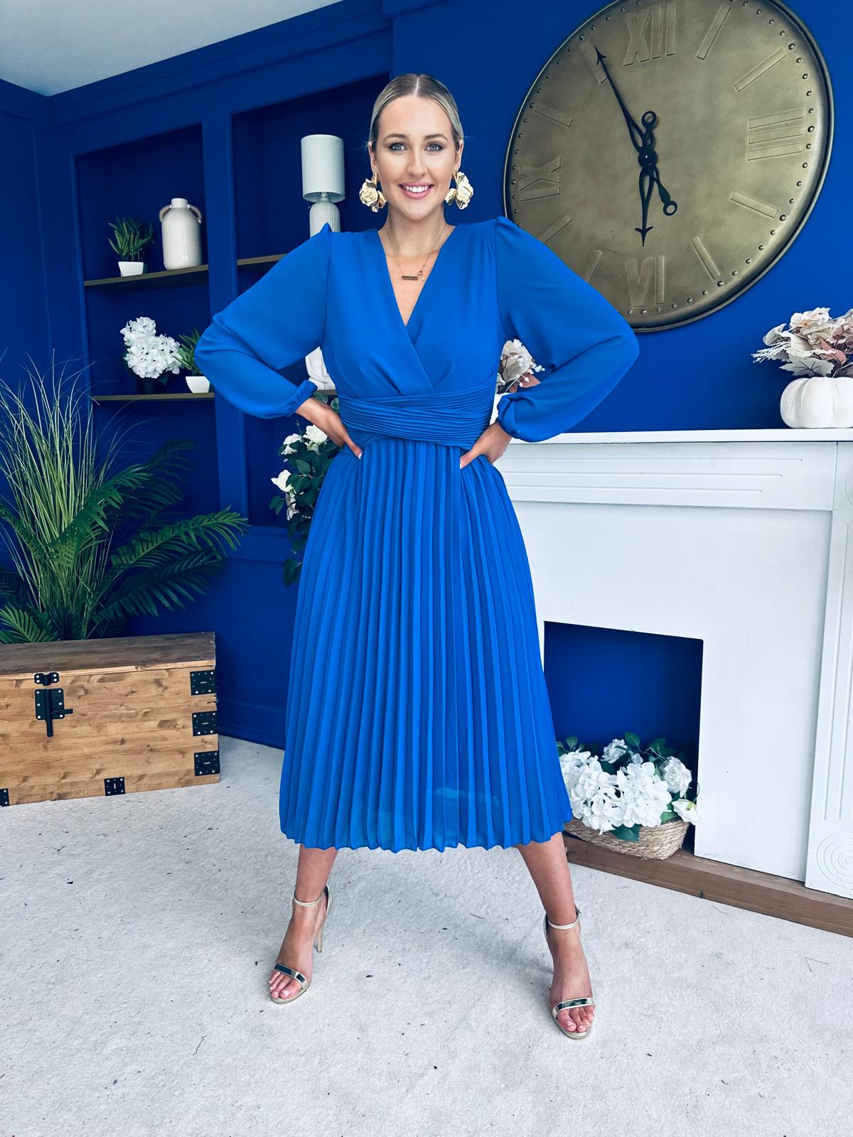 Muireann Twist Detail Midi Dress Cobalt